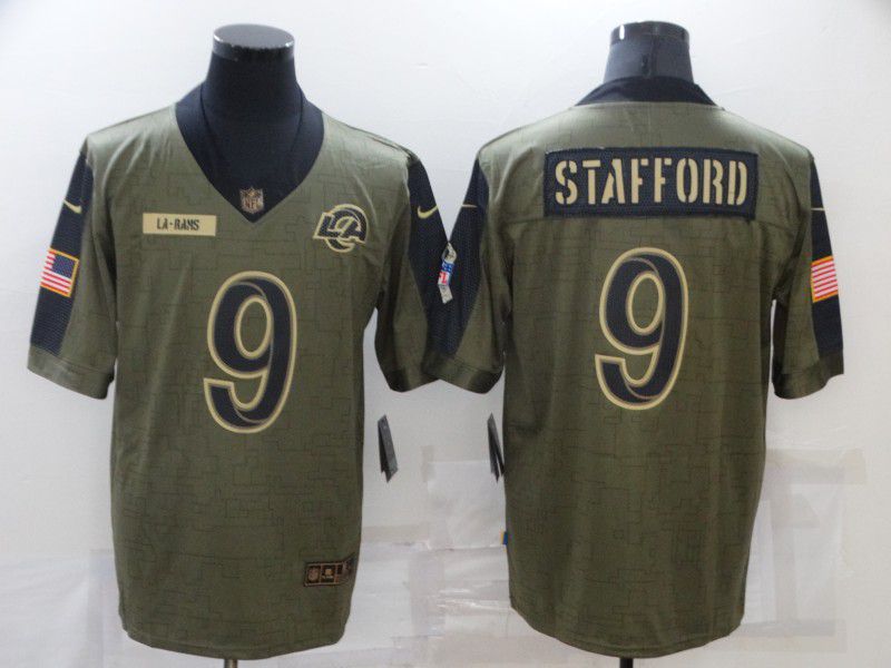 Men Los Angeles Rams 9 Stafford green Nike Olive Salute To Service Limited NFL Jersey
